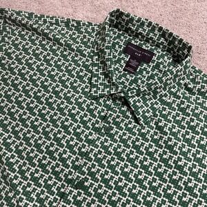 Shaquille O'Neal XLG Shirt Mens 3XL Green Ditsy Woven Wicking Short Sleeve NWT